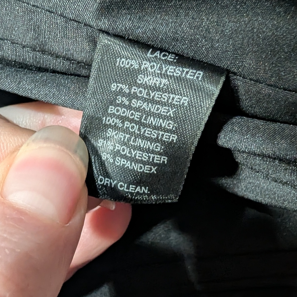 White House Black Market Strapless Lace Bodice Satin Tulip Dress Black 0 - Picture 7 of 7